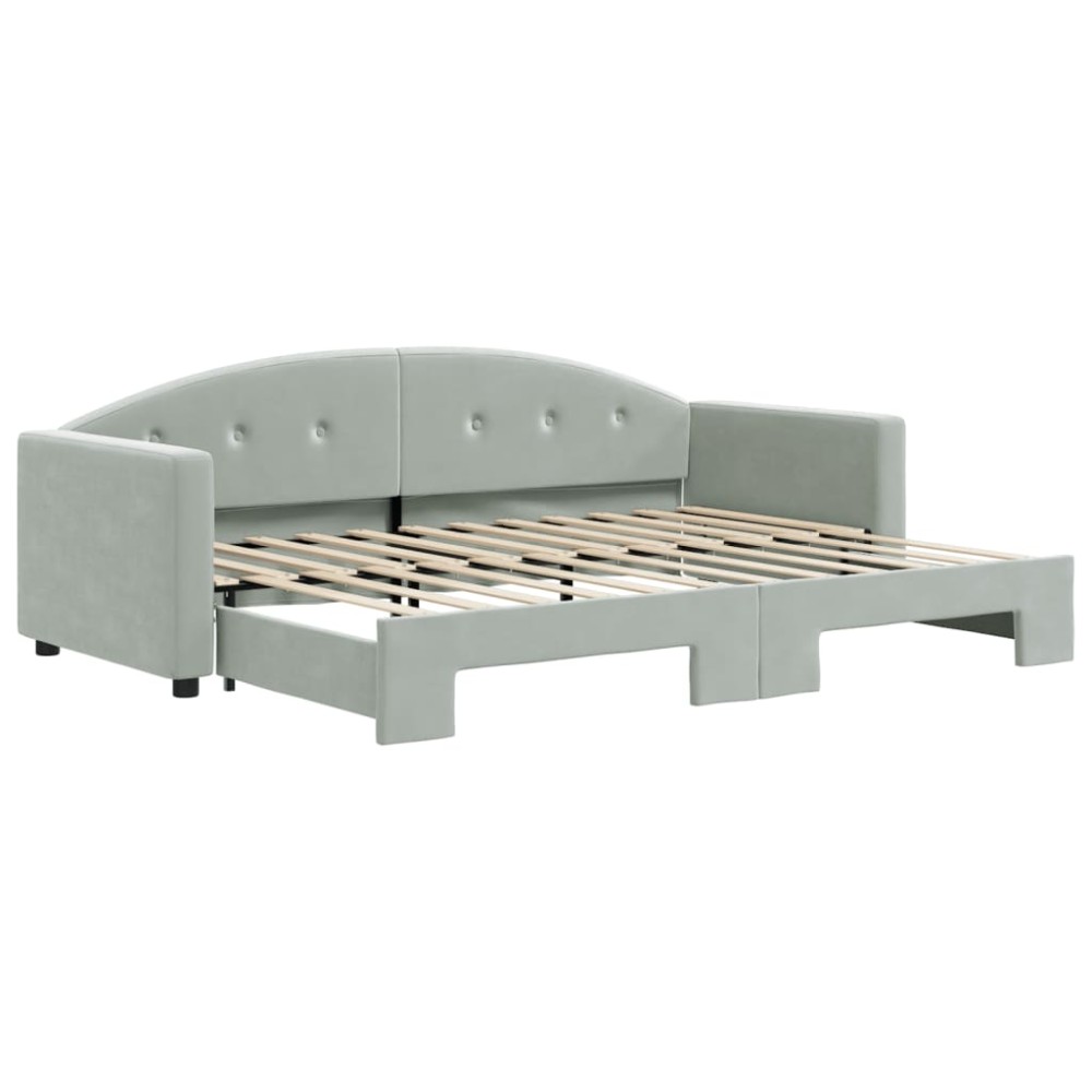 vidaXL Pat de zi cu extensie, gri deschis, 80x200 cm, catifea