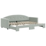 vidaXL Pat de zi cu extensie, gri deschis, 80x200 cm, catifea vidaXL Pat de zi cu extensie, gri deschis, 80x200 cm, catifea