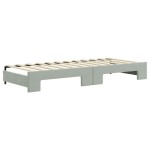 vidaXL Pat de zi cu extensie, gri deschis, 80x200 cm, catifea vidaXL Pat de zi cu extensie, gri deschis, 80x200 cm, catifea