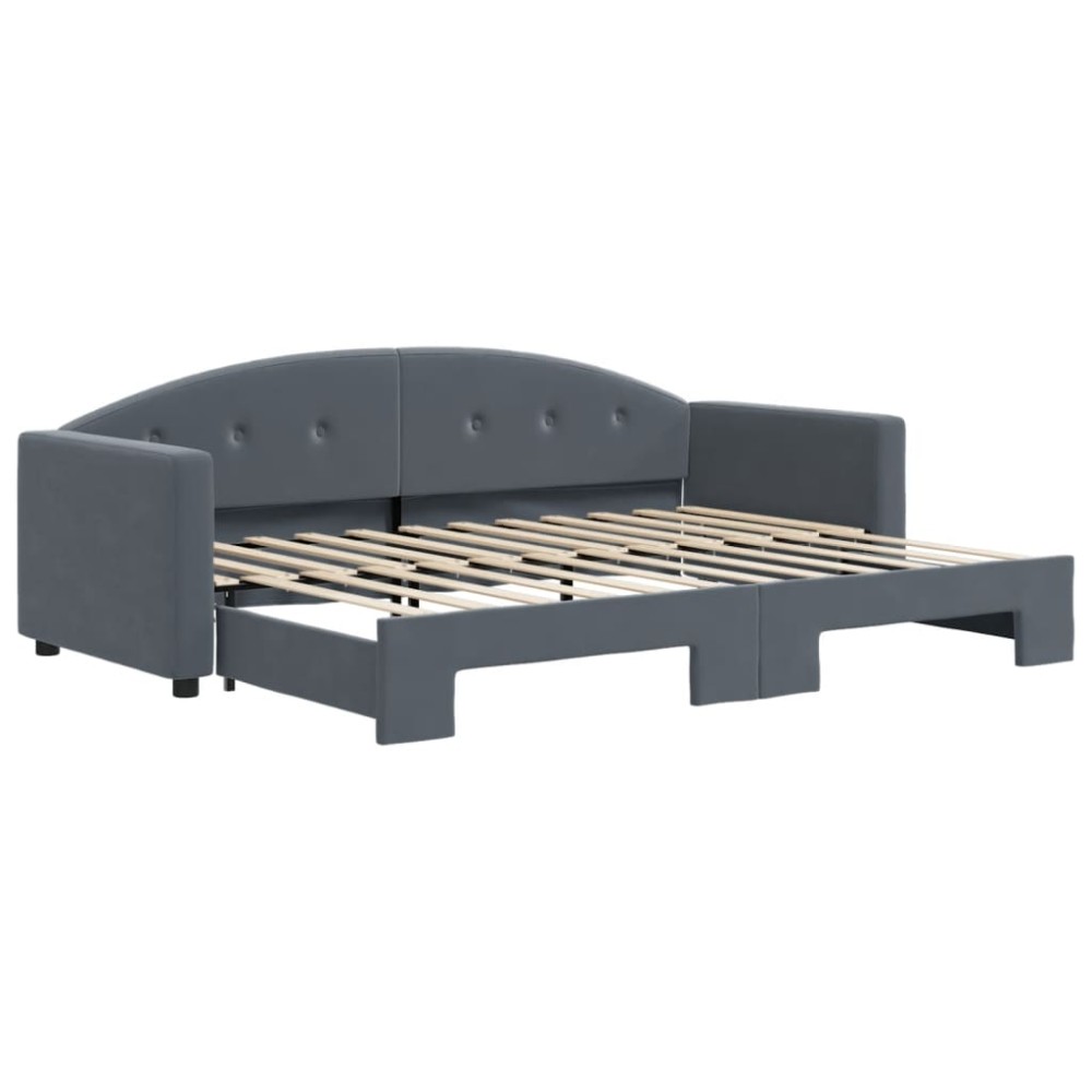 vidaXL Pat de zi cu extensie, gri închis, 80x200 cm, catifea