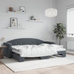 vidaXL Pat de zi cu extensie, gri închis, 80x200 cm, catifea vidaXL Pat de zi cu extensie, gri închis, 80x200 cm, catifea