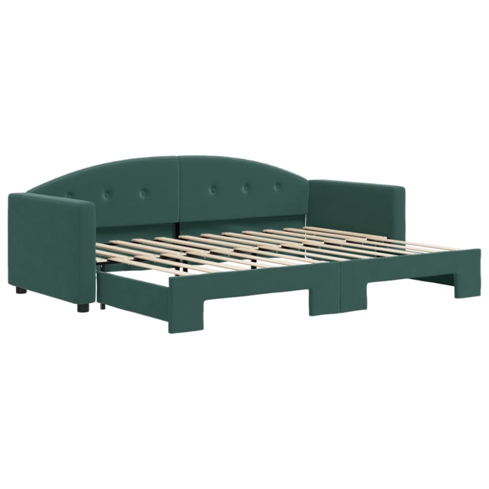 vidaXL Pat de zi cu extensie, verde închis, 80x200 cm, catifea