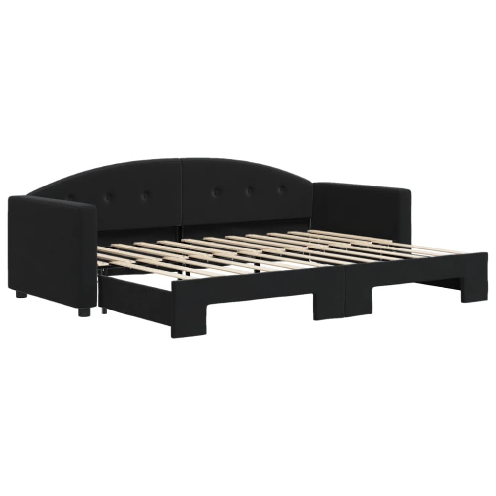vidaXL Pat de zi cu extensie, negru, 80x200 cm, catifea