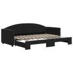 vidaXL Pat de zi cu extensie, negru, 80x200 cm, catifea