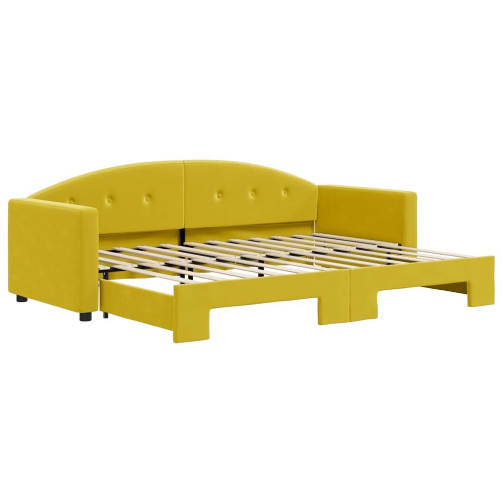 vidaXL Pat de zi cu extensie, galben, 80x200 cm, catifea