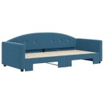 vidaXL Pat de zi cu extensie, albastru, 90x200 cm, catifea vidaXL Pat de zi cu extensie, albastru, 90x200 cm, catifea
