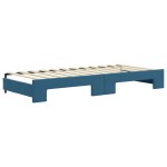 vidaXL Pat de zi cu extensie, albastru, 90x200 cm, catifea vidaXL Pat de zi cu extensie, albastru, 90x200 cm, catifea