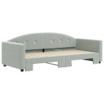 vidaXL Pat de zi cu extensie, gri deschis, 90x200 cm, catifea