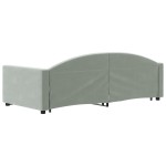 vidaXL Pat de zi cu extensie, gri deschis, 90x200 cm, catifea