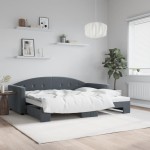 vidaXL Pat de zi cu extensie, gri închis, 90x200 cm, catifea vidaXL Pat de zi cu extensie, gri închis, 90x200 cm, catifea