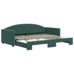 vidaXL Pat de zi cu extensie, verde închis, 90x200 cm, catifea