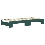 vidaXL Pat de zi cu extensie, verde închis, 90x200 cm, catifea