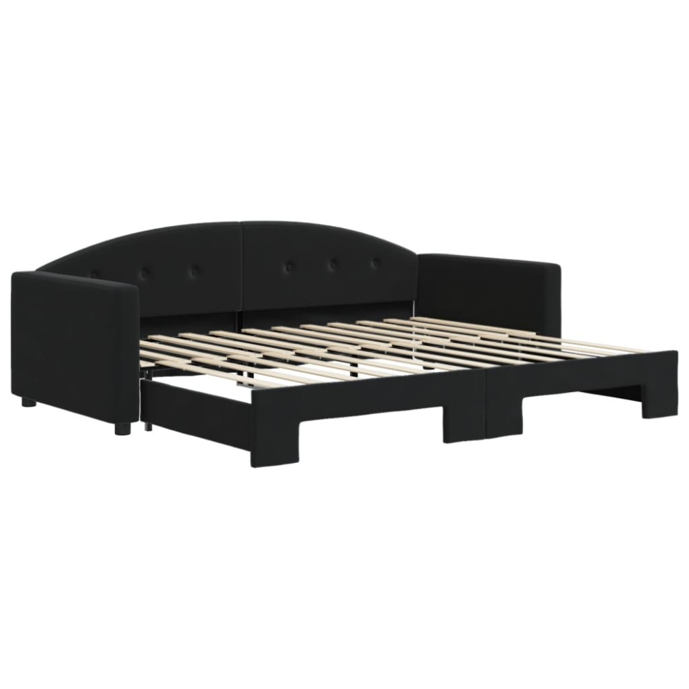 vidaXL Pat de zi cu extensie, negru, 90x200 cm, catifea