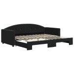 vidaXL Pat de zi cu extensie, negru, 90x200 cm, catifea vidaXL Pat de zi cu extensie, negru, 90x200 cm, catifea