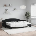 vidaXL Pat de zi cu extensie, negru, 90x200 cm, catifea vidaXL Pat de zi cu extensie, negru, 90x200 cm, catifea