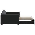 vidaXL Pat de zi cu extensie, negru, 90x200 cm, catifea vidaXL Pat de zi cu extensie, negru, 90x200 cm, catifea