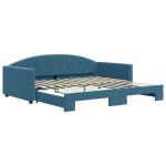 vidaXL Pat de zi cu extensie, albastru, 100x200 cm, catifea