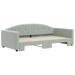 vidaXL Pat de zi cu extensie, gri deschis, 100x200 cm, catifea vidaXL Pat de zi cu extensie, gri deschis, 100x200 cm, catifea