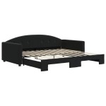 vidaXL Pat de zi cu extensie, negru, 100x200 cm, catifea