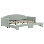 vidaXL Pat de zi cu extensie, gri deschis, 90x190 cm, catifea vidaXL Pat de zi cu extensie, gri deschis, 90x190 cm, catifea