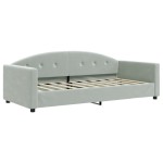 vidaXL Pat de zi cu extensie, gri deschis, 90x190 cm, catifea vidaXL Pat de zi cu extensie, gri deschis, 90x190 cm, catifea