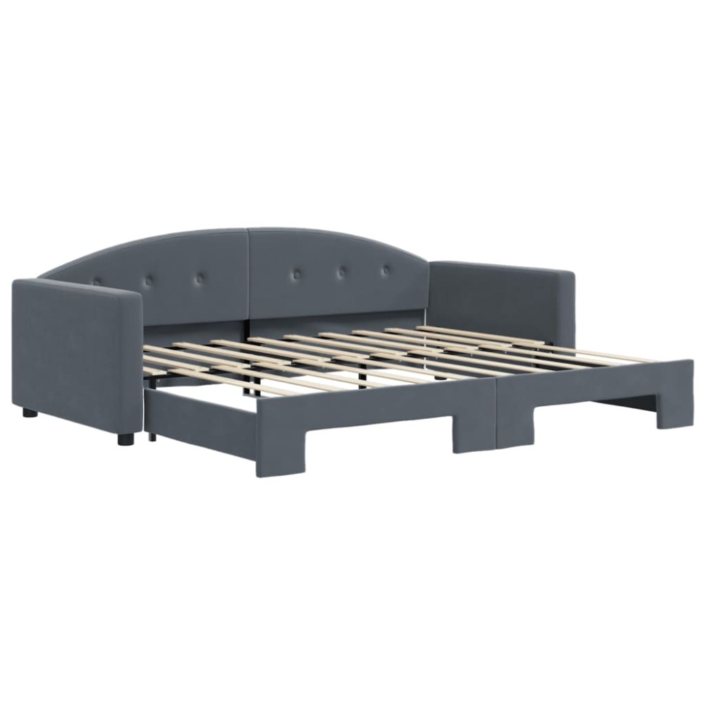 vidaXL Pat de zi cu extensie, gri închis, 90x190 cm, catifea