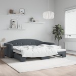 vidaXL Pat de zi cu extensie, gri închis, 90x190 cm, catifea vidaXL Pat de zi cu extensie, gri închis, 90x190 cm, catifea