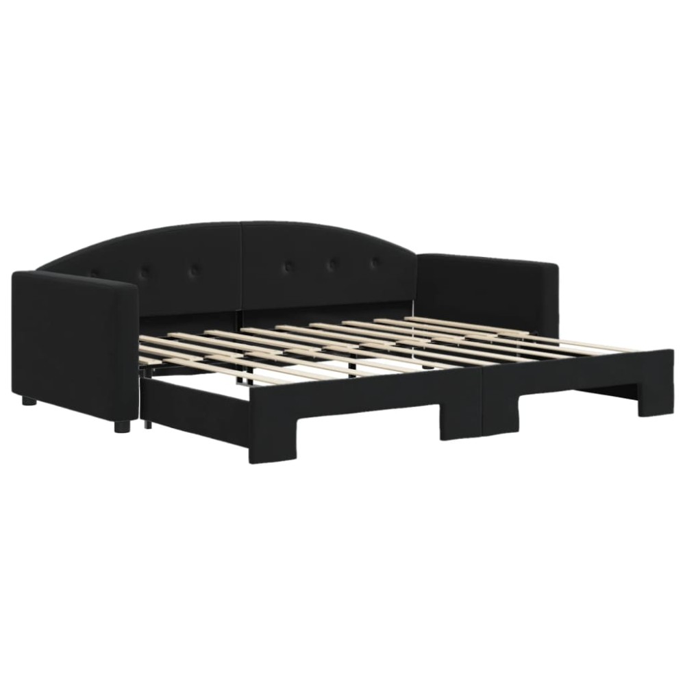 vidaXL Pat de zi cu extensie, negru, 90x190 cm, catifea
