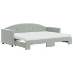 vidaXL Pat de zi cu extensie și saltele, gri deschis 80x200 cm catifea