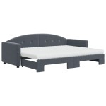 vidaXL Pat de zi cu extensie și saltele gri închis 80x200 cm catifea vidaXL Pat de zi cu extensie și saltele gri închis 80x200 cm catifea