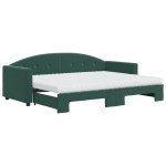 vidaXL Pat de zi cu extensie și saltele verde închis 80x200 cm catifea