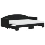 vidaXL Pat de zi cu extensie și saltea, negru, 80x200 cm, catifea vidaXL Pat de zi cu extensie și saltea, negru, 80x200 cm, catifea