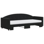 vidaXL Pat de zi cu extensie și saltea, negru, 80x200 cm, catifea vidaXL Pat de zi cu extensie și saltea, negru, 80x200 cm, catifea