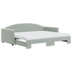 vidaXL Pat de zi cu extensie și saltele, gri deschis 90x200 cm catifea
