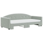 vidaXL Pat de zi cu extensie și saltele, gri deschis 90x200 cm catifea
