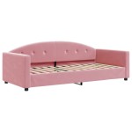 vidaXL Pat de zi cu extensie și saltea, roz, 90x200 cm, catifea vidaXL Pat de zi cu extensie și saltea, roz, 90x200 cm, catifea