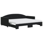 vidaXL Pat de zi cu extensie și saltea, negru, 90x200 cm, catifea vidaXL Pat de zi cu extensie și saltea, negru, 90x200 cm, catifea