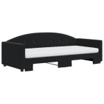 vidaXL Pat de zi cu extensie și saltea, negru, 90x200 cm, catifea vidaXL Pat de zi cu extensie și saltea, negru, 90x200 cm, catifea