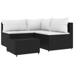 vidaXL Set mobilier relaxare grădină 4 piese cu perne poliratan negru