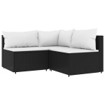vidaXL Set mobilier relaxare grădină 4 piese cu perne poliratan negru