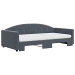 vidaXL Pat de zi cu extensie și saltele, gri închis 100x200 cm catifea vidaXL Pat de zi cu extensie și saltele, gri închis 100x200 cm catifea