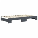 vidaXL Pat de zi cu extensie și saltele, gri închis 100x200 cm catifea vidaXL Pat de zi cu extensie și saltele, gri închis 100x200 cm catifea