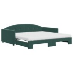 vidaXL Pat de zi cu extensie și saltele verde închis 100x200cm catifea vidaXL Pat de zi cu extensie și saltele verde închis 100x200cm catifea