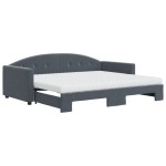 vidaXL Pat de zi cu extensie și saltele, gri închis, 90x190 cm catifea vidaXL Pat de zi cu extensie și saltele, gri închis, 90x190 cm catifea