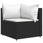 vidaXL Set mobilier de grădină cu perne, 3 piese, negru, poliratan vidaXL Set mobilier de grădină cu perne, 3 piese, negru, poliratan