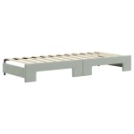 vidaXL Pat de zi cu extensie și sertare, gri deschis 80x200 cm catifea