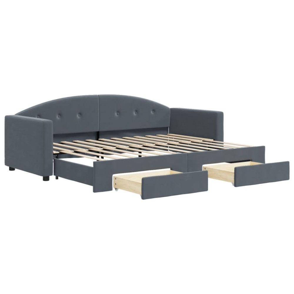vidaXL Pat de zi cu extensie și sertare gri închis 80x200 cm catifea