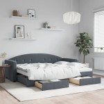 vidaXL Pat de zi cu extensie și sertare gri închis 80x200 cm catifea vidaXL Pat de zi cu extensie și sertare gri închis 80x200 cm catifea
