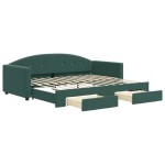 vidaXL Pat de zi cu extensie și sertare verde închis 90x200 cm catifea