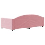 vidaXL Pat de zi cu extensie și sertare, roz, 90x200 cm, catifea vidaXL Pat de zi cu extensie și sertare, roz, 90x200 cm, catifea